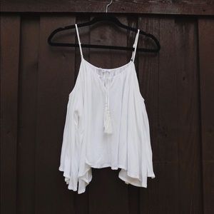white flowy top